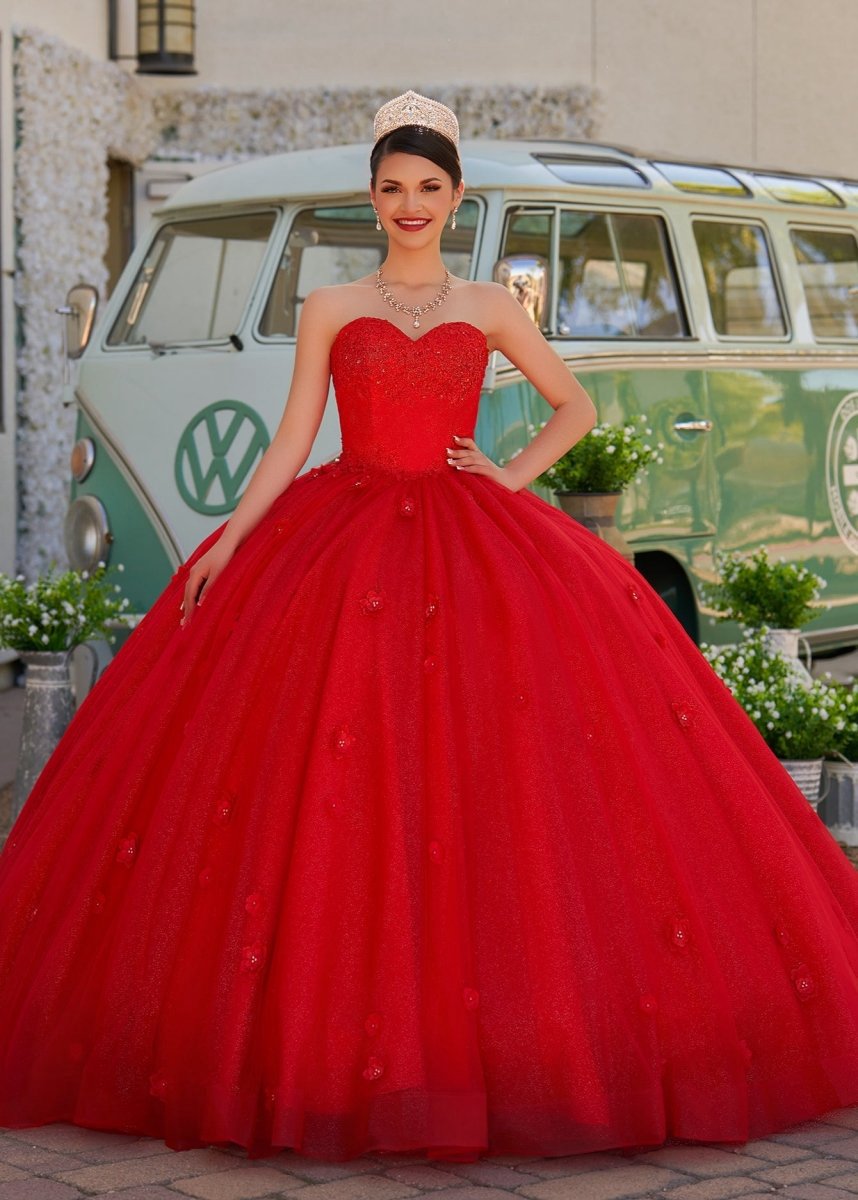 3D Flowers Glitter Sequins Sleeveless Quinceanera Dresses