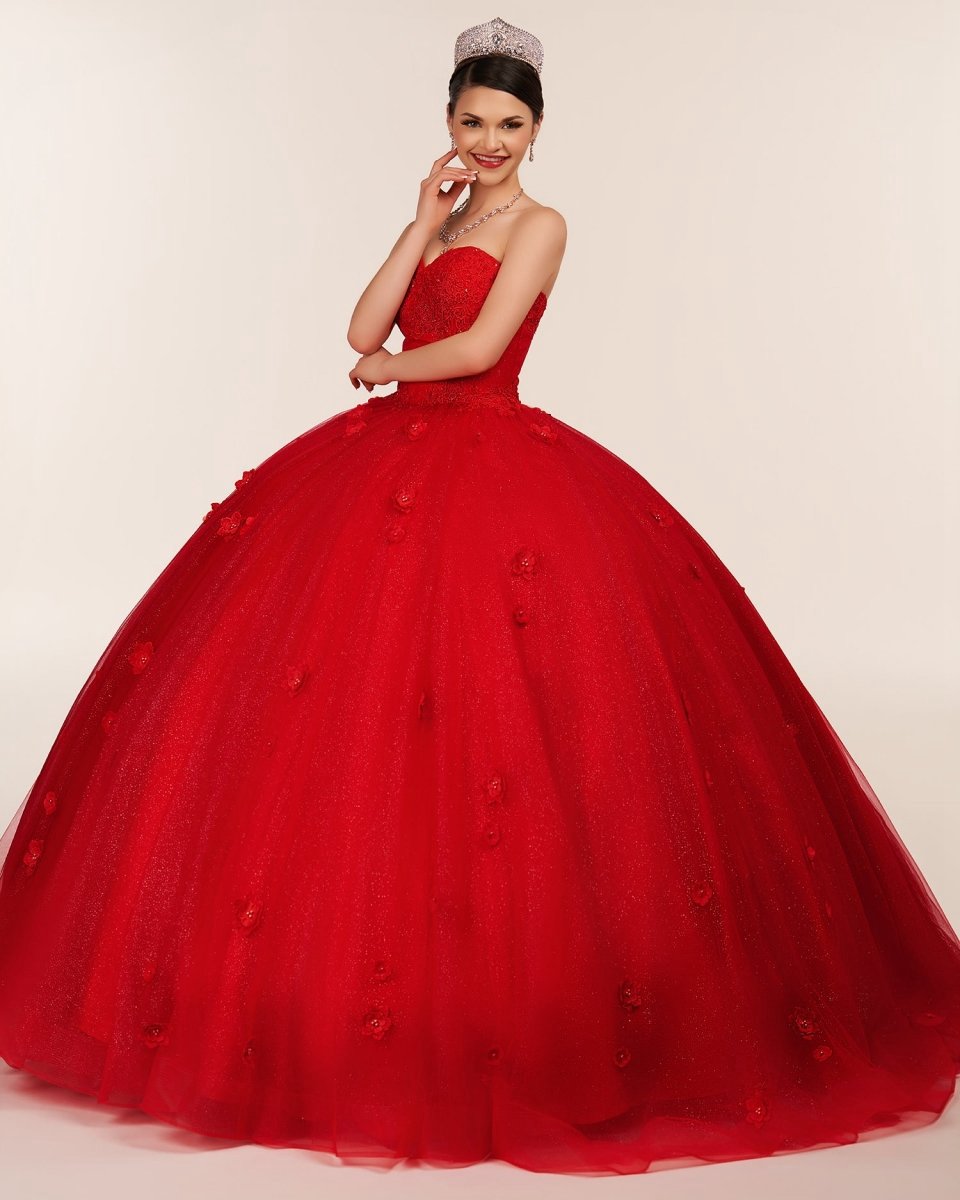 3D Flowers Glitter Sequins Sleeveless Quinceanera Dresses