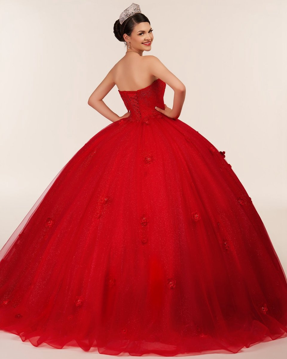 3D Flowers Glitter Sequins Sleeveless Quinceanera Dresses