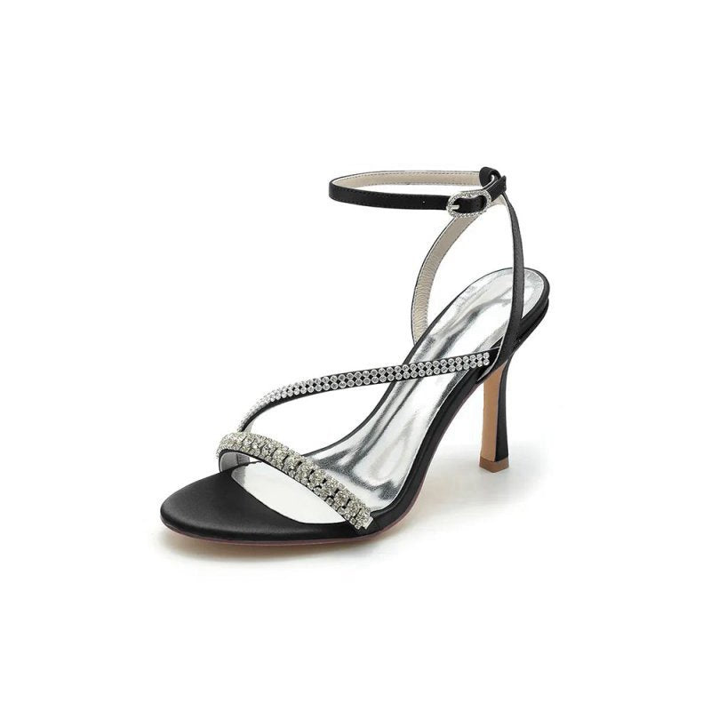 Single Strap Ankle Strap Wedding Shoes With Rhinestone