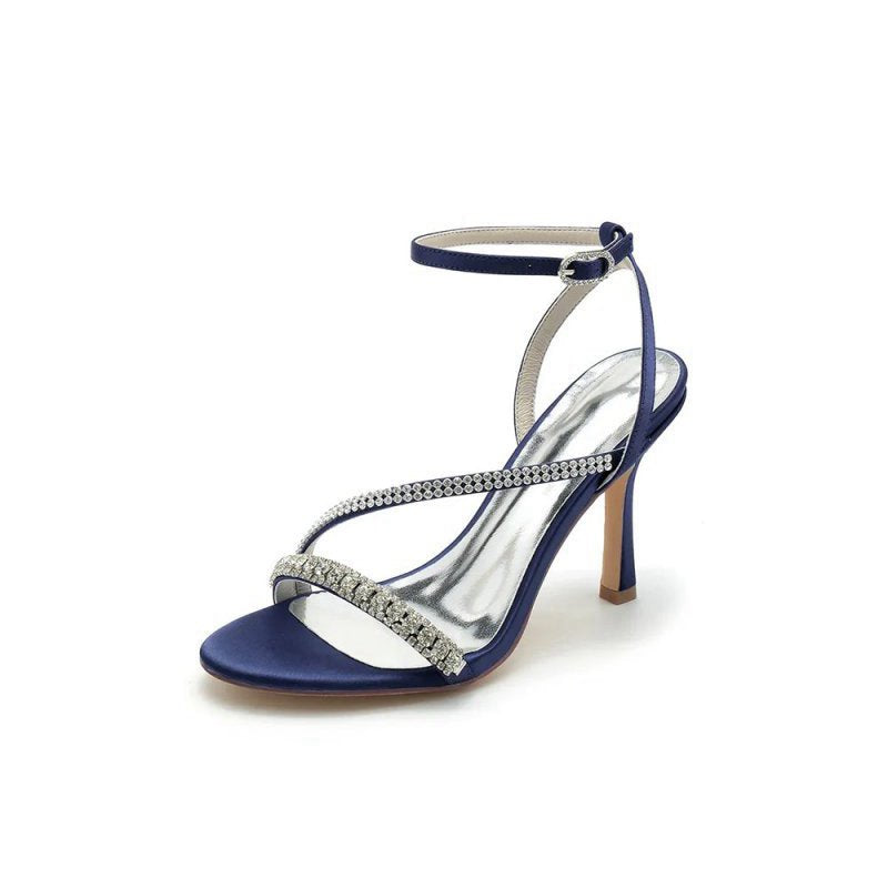 Single Strap Ankle Strap Wedding Shoes With Rhinestone