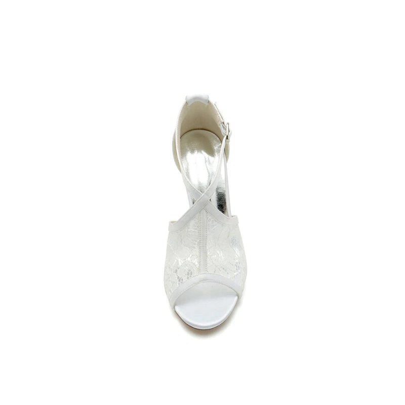Elegant Simple Open Point Toe Lace Wedding Shoes