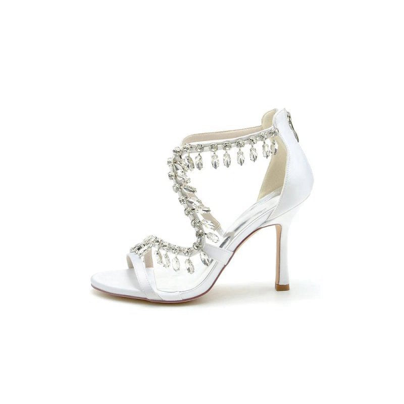 Sexy Crystal Beaded Thin Strap High Heels