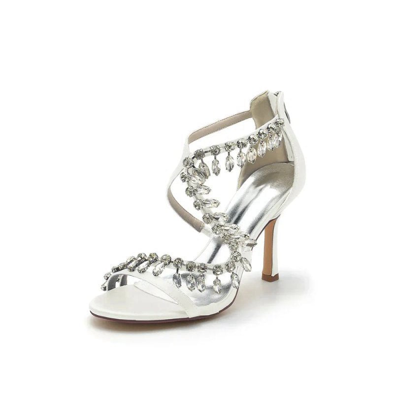 Sexy Crystal Beaded Thin Strap High Heels