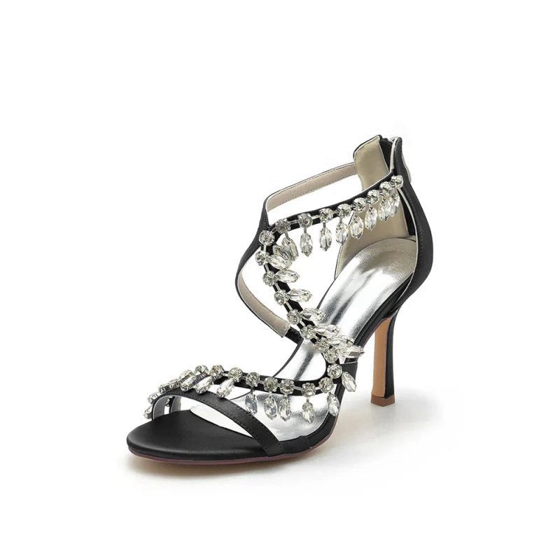 Sexy Crystal Beaded Thin Strap High Heels