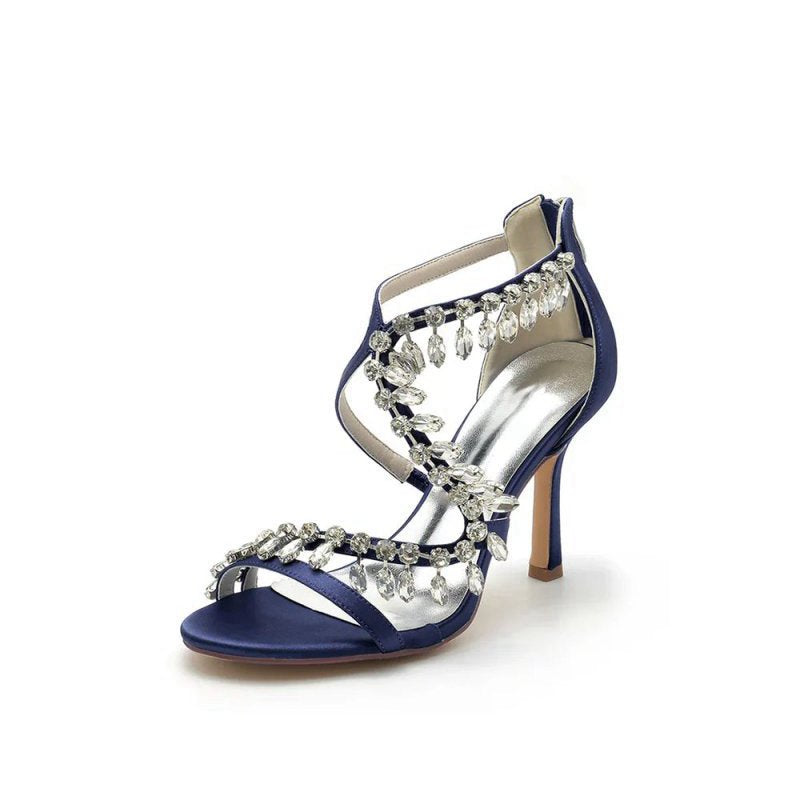 Sexy Crystal Beaded Thin Strap High Heels