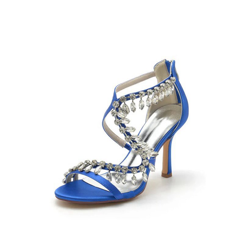 Sexy Crystal Beaded Thin Strap High Heels