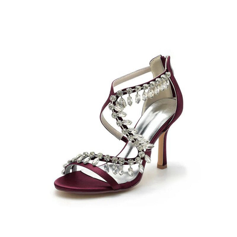 Sexy Crystal Beaded Thin Strap High Heels
