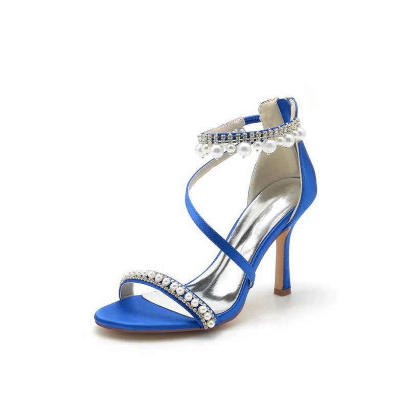 Elegant Single Strap Pearl Beaded Wedding Shoes