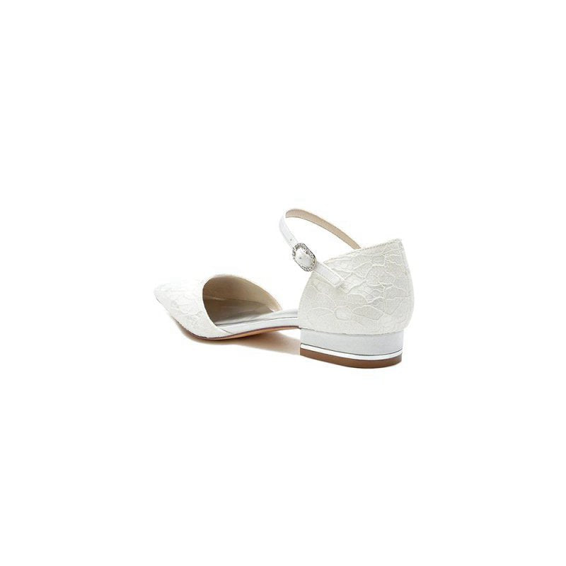 Lace One-strap Buckle Pointed Toe Mules