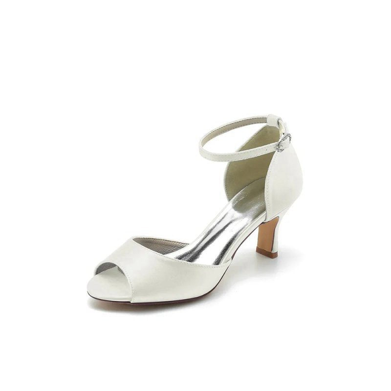 Peep Toe One-strap Buckle Chunky Heel Pumps