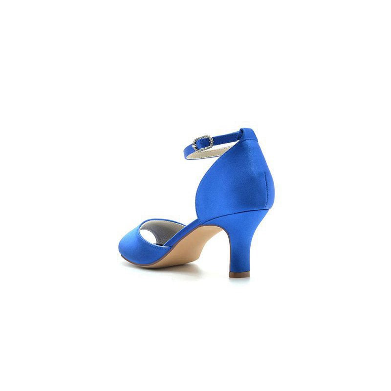 Peep Toe One-strap Buckle Chunky Heel Pumps
