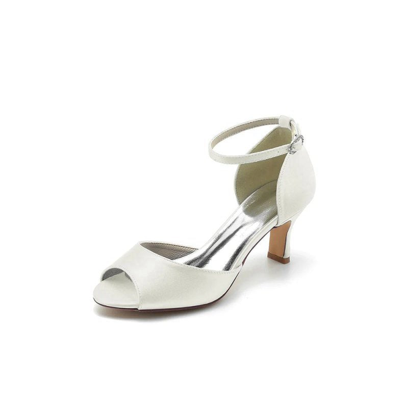 Peep Toe One-strap Buckle Chunky Heel Pumps