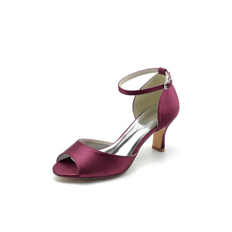 Peep Toe One-strap Buckle Chunky Heel Pumps