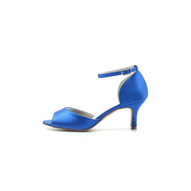 Peep Toe One-strap Buckle Chunky Heel Pumps