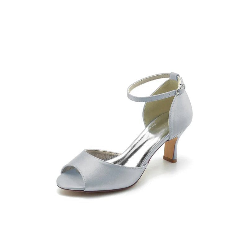 Peep Toe One-strap Buckle Chunky Heel Pumps