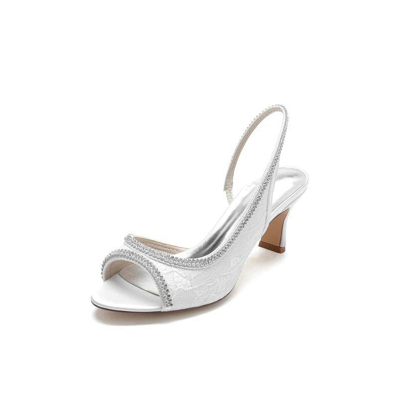 Crystal Embellished Peep Toe Slingback Sandals