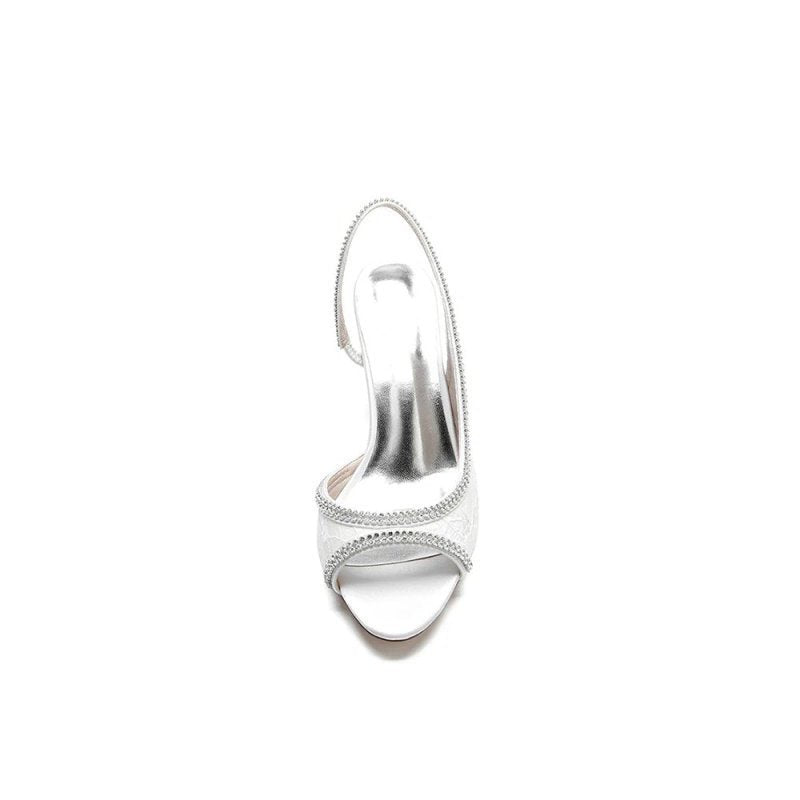 Crystal Embellished Peep Toe Slingback Sandals