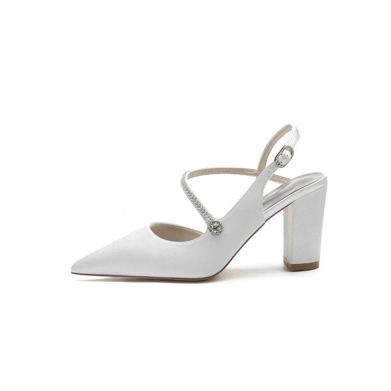 Rhinestone Strap Block Heel Sandals