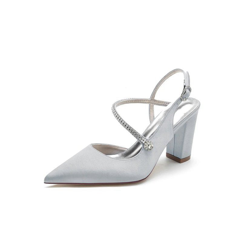 Rhinestone Strap Block Heel Sandals