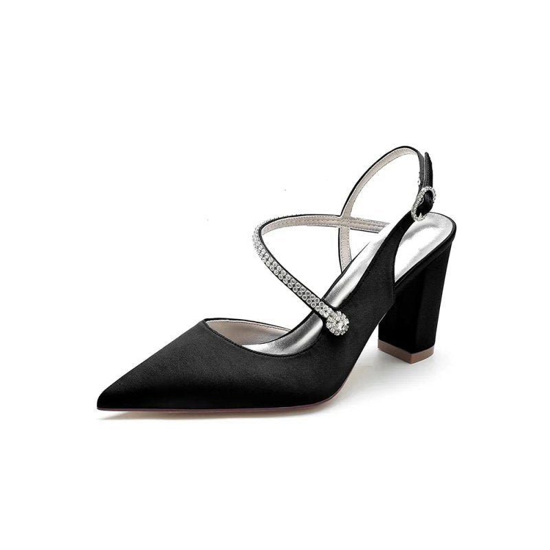Rhinestone Strap Block Heel Sandals