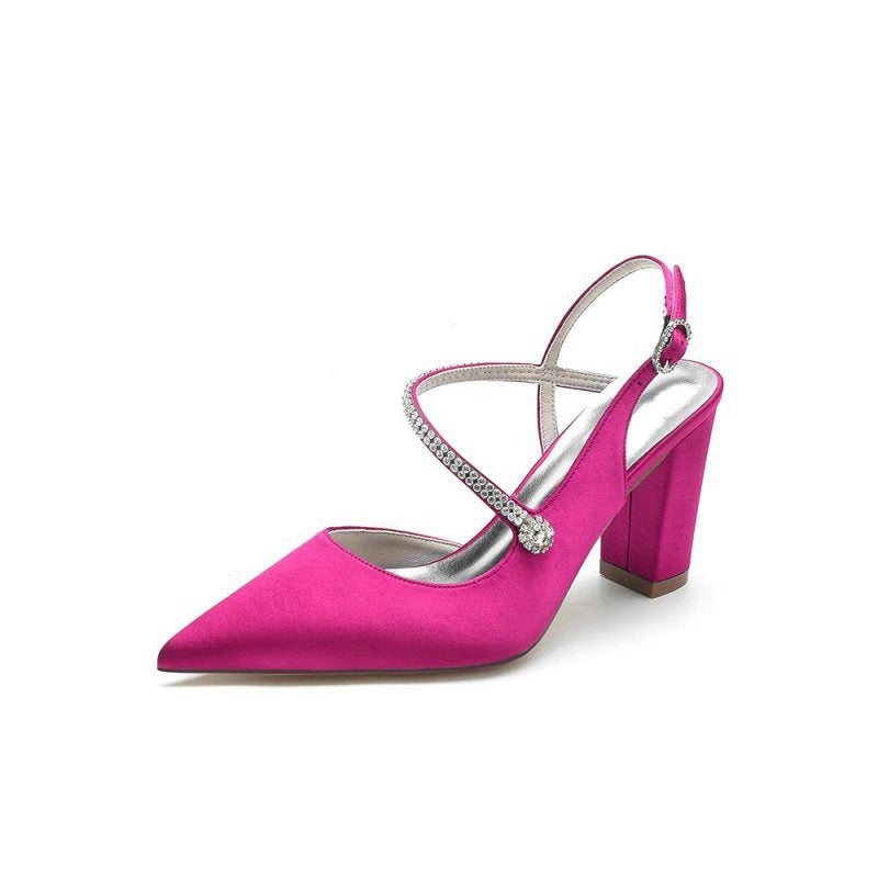 Rhinestone Strap Block Heel Sandals