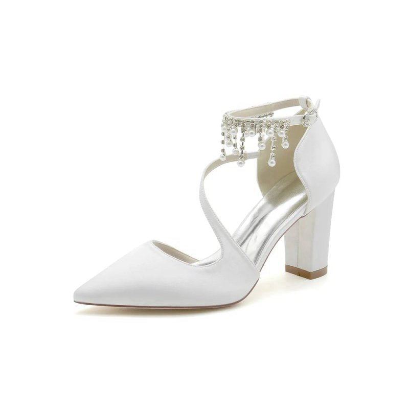 Pearl Tassel Block Heel Sandals