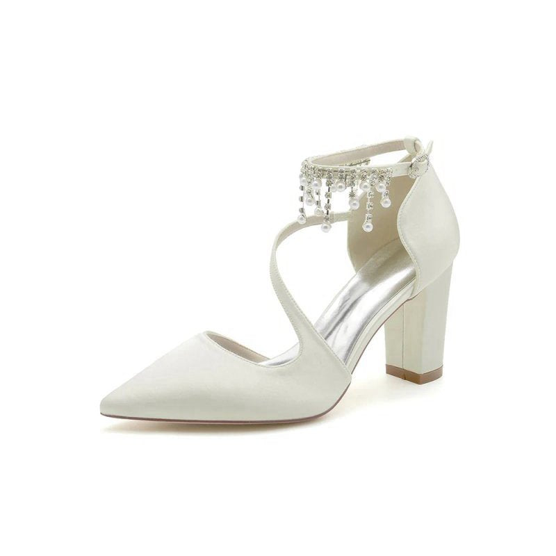 Pearl Tassel Block Heel Sandals