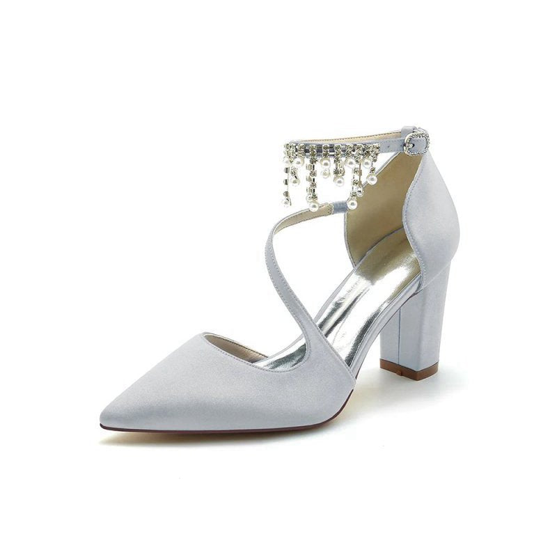 Pearl Tassel Block Heel Sandals