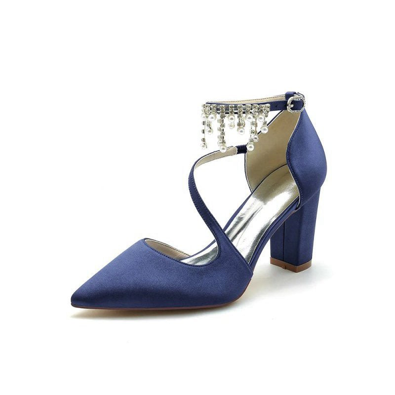 Pearl Tassel Block Heel Sandals