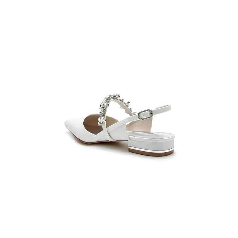 Crystal Strap Pointed Toe Low Heels
