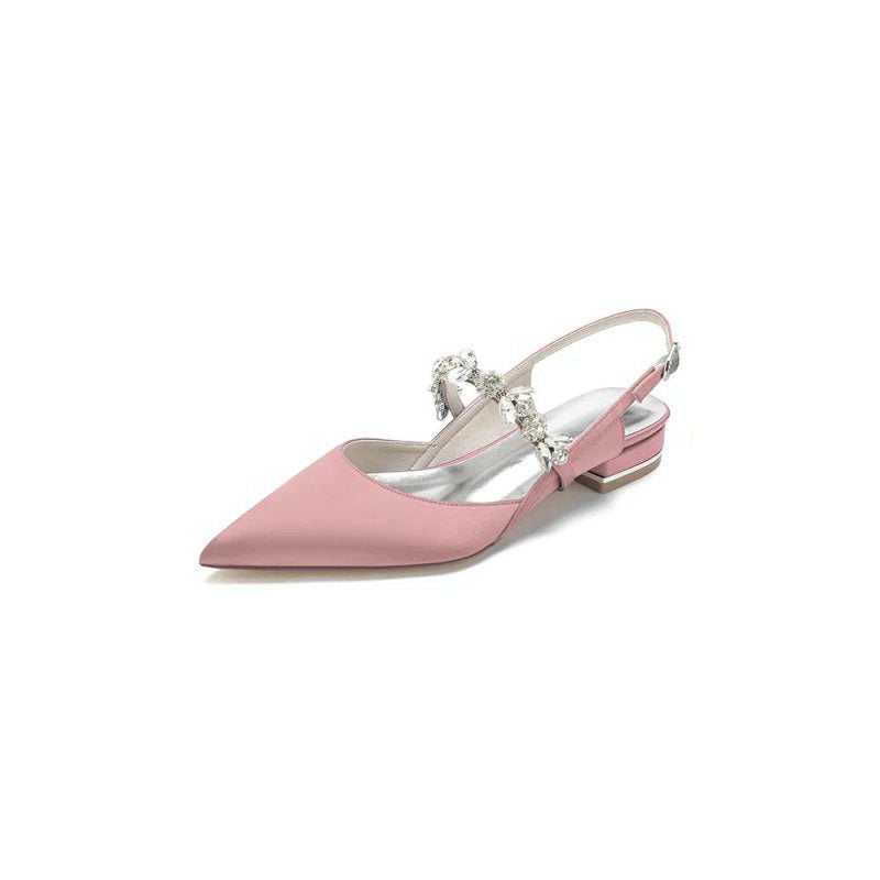 Crystal Strap Pointed Toe Low Heels