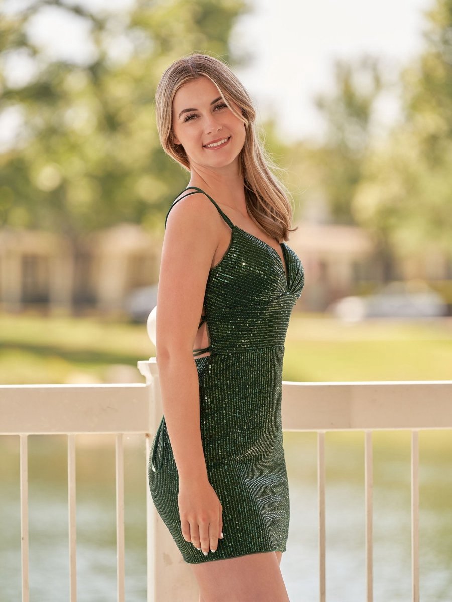 Bodycon V Neck Sequins Short Homecoming Dresses