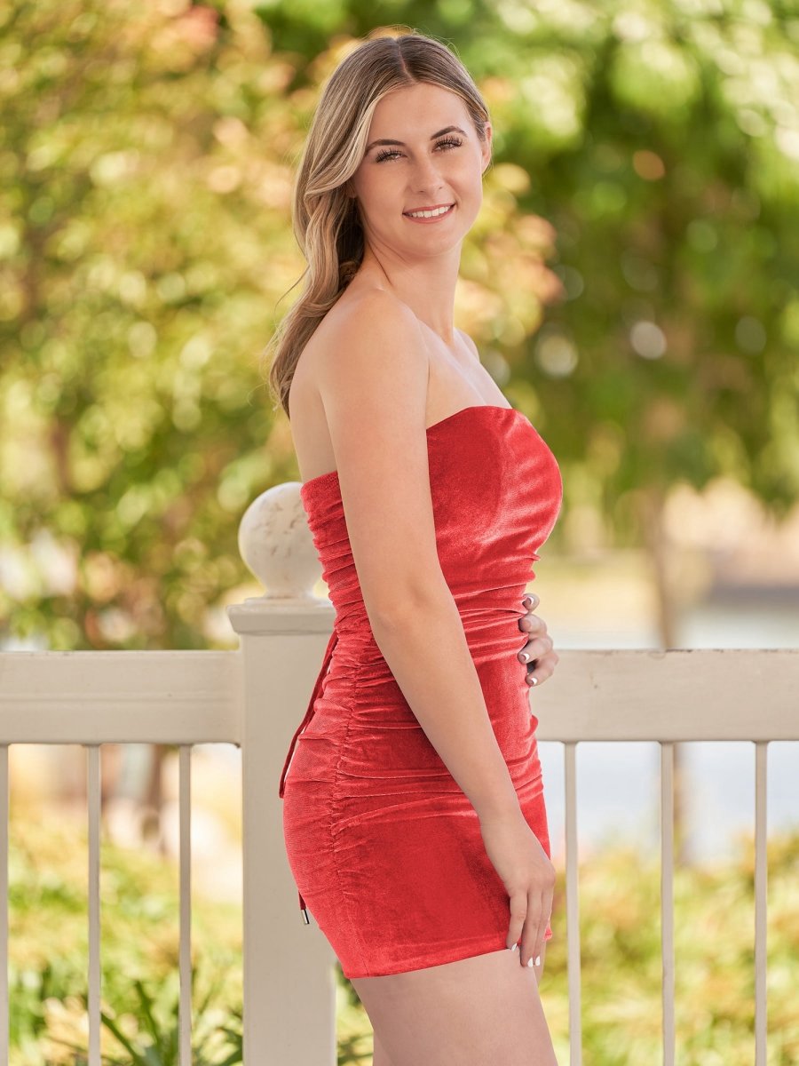 Bodycon Strapless Velvet Homecoming Dresses