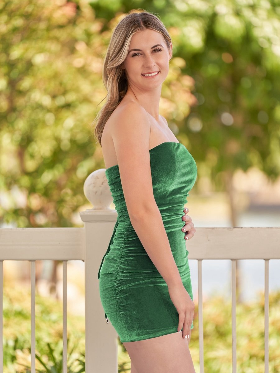 Bodycon Strapless Velvet Homecoming Dresses