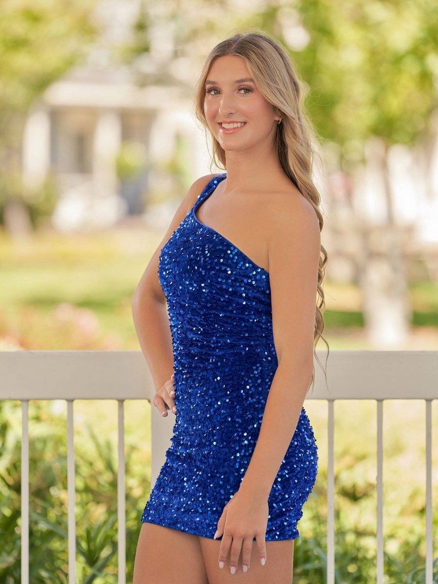 Tight Sequins One Shoulder Homecoming Dresses