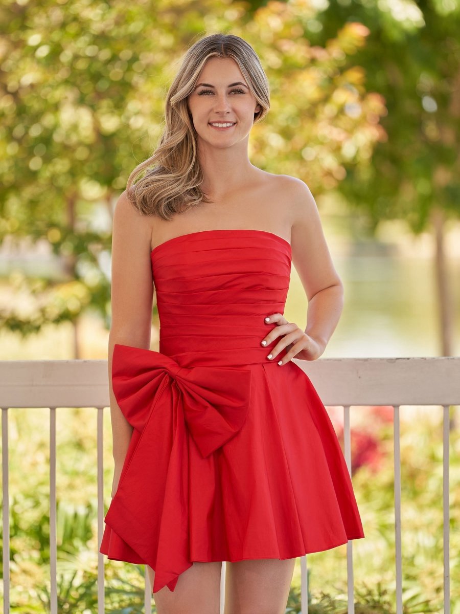 A-line Strapless Mini Homecoming Dresses with Bow