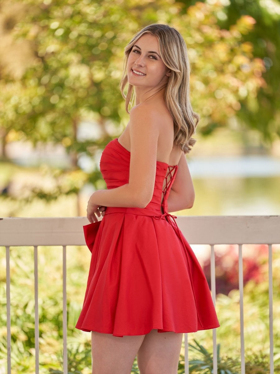 A-line Strapless Mini Homecoming Dresses with Bow