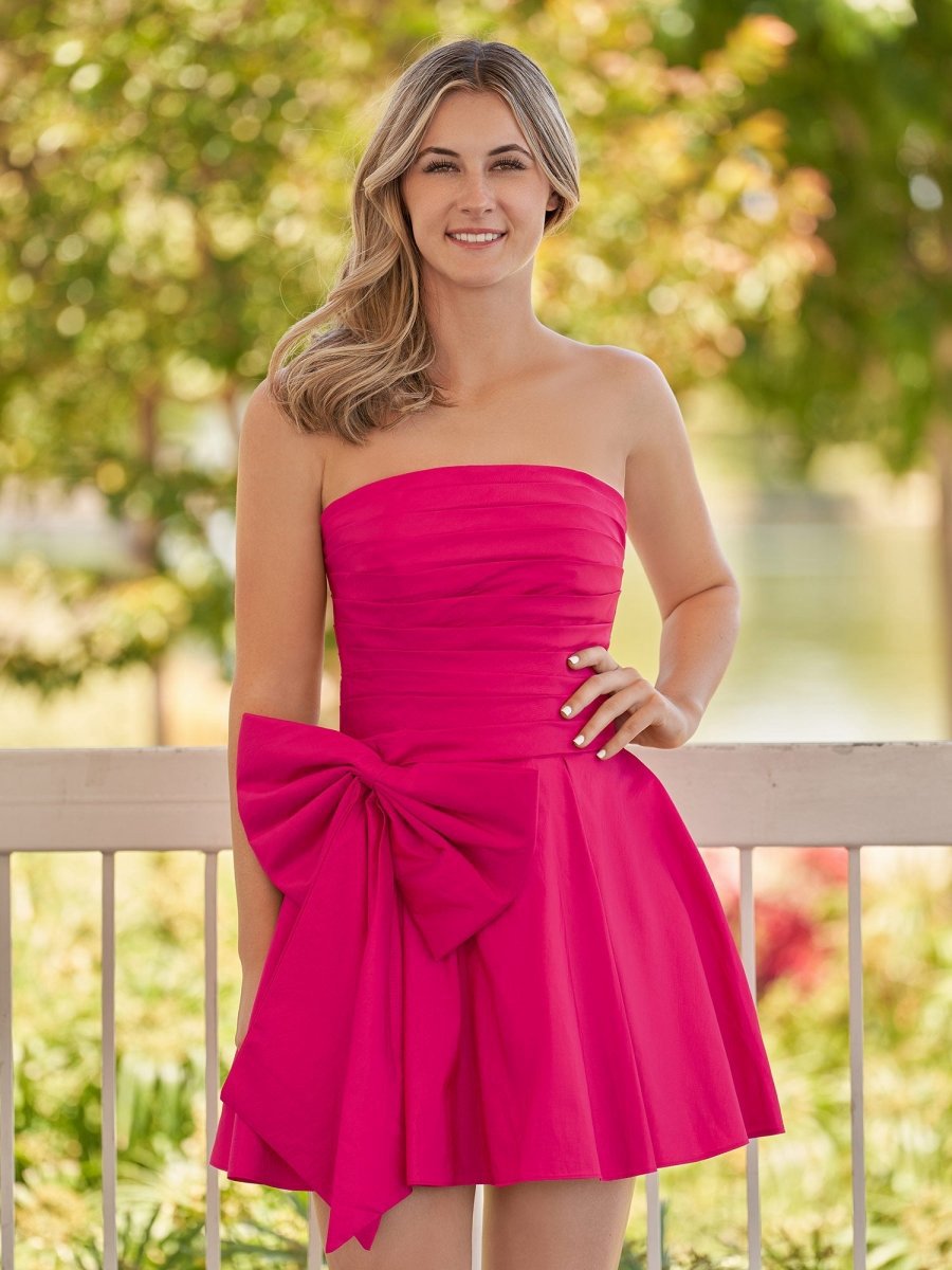 A-line Strapless Mini Homecoming Dresses with Bow