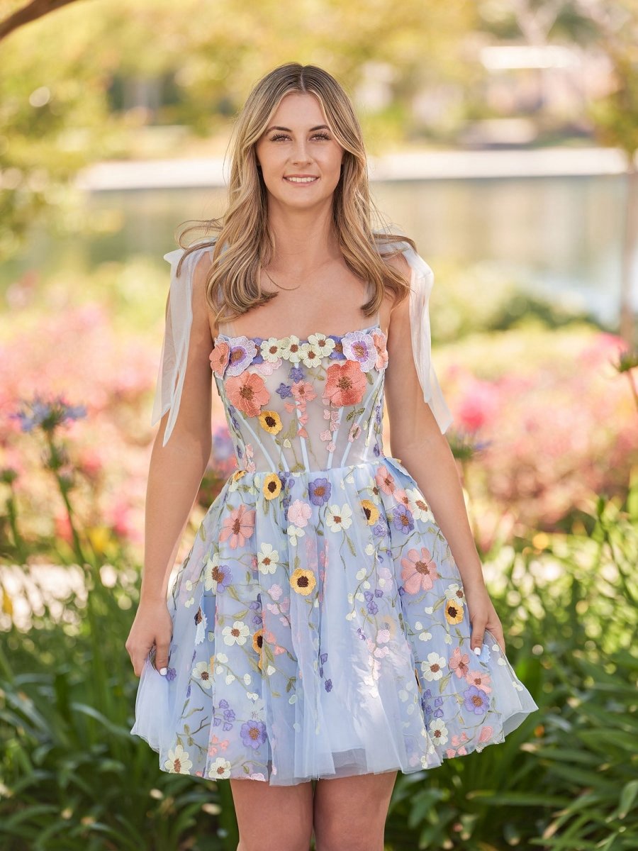 A-line Short Homecoming Dresses with 3D Flowers