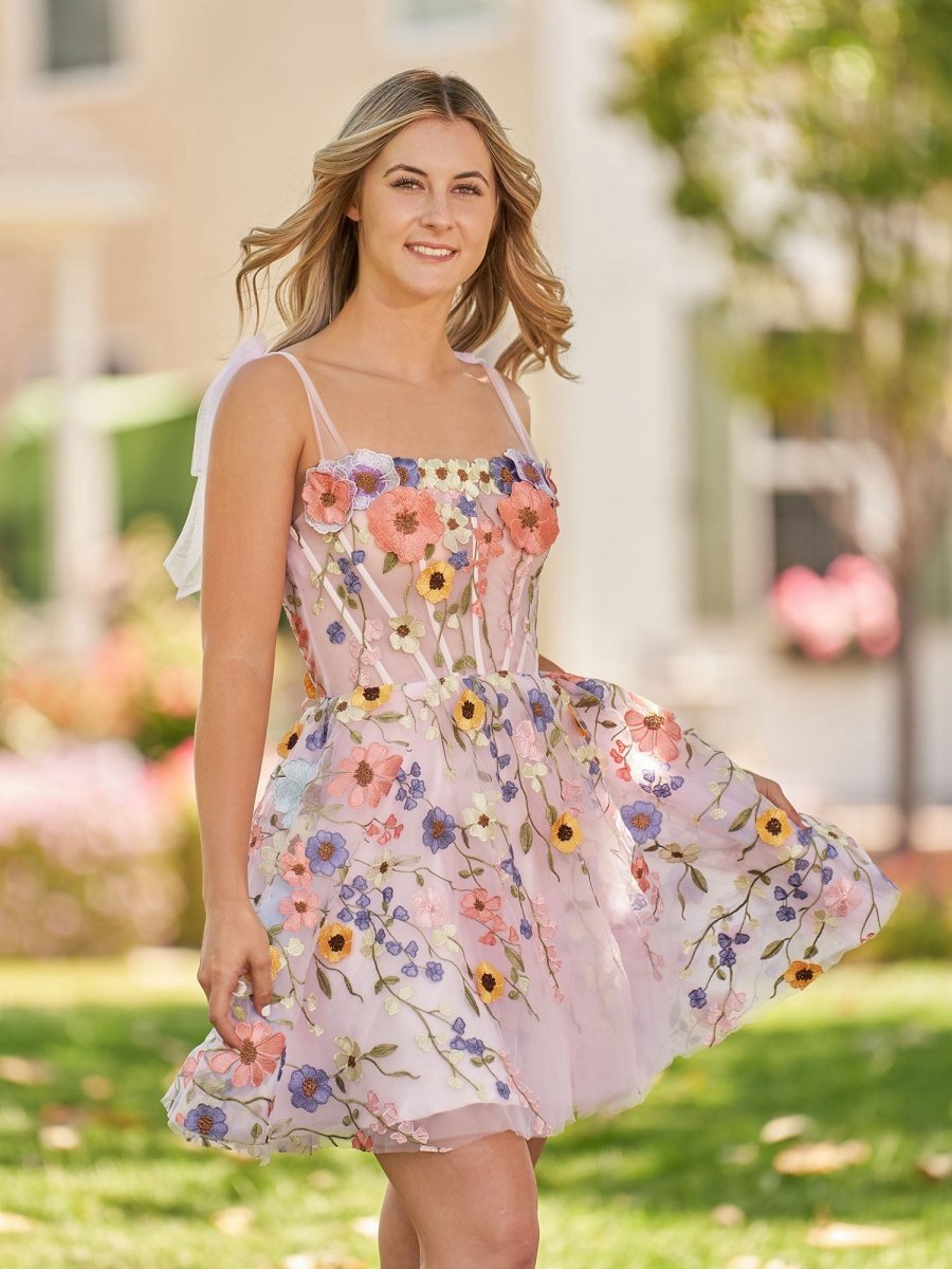 A-line Short Homecoming Dresses with 3D Flowers