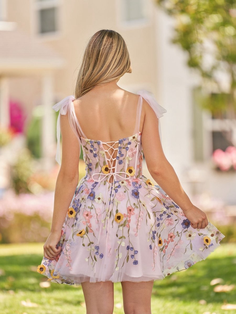 A-line Short Homecoming Dresses with 3D Flowers