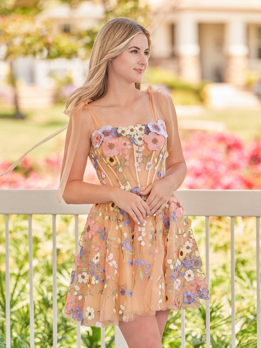 A-line Short Homecoming Dresses with 3D Flowers