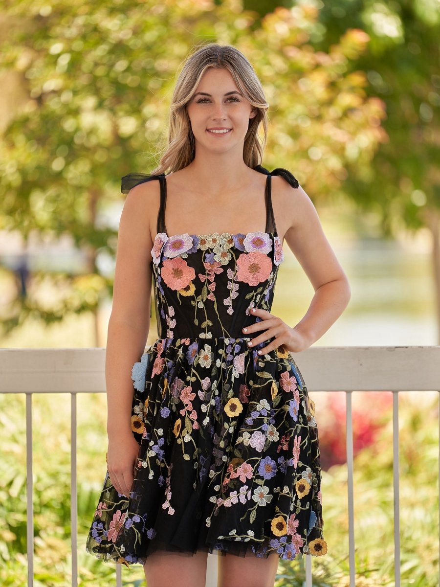 A-line Short Homecoming Dresses with 3D Flowers