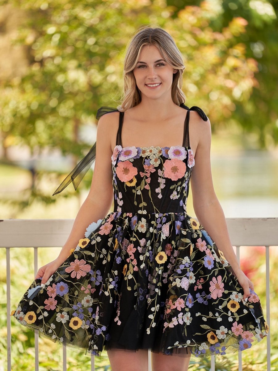 A-line Short Homecoming Dresses with 3D Flowers