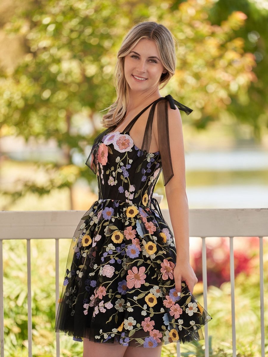 A-line Short Homecoming Dresses with 3D Flowers