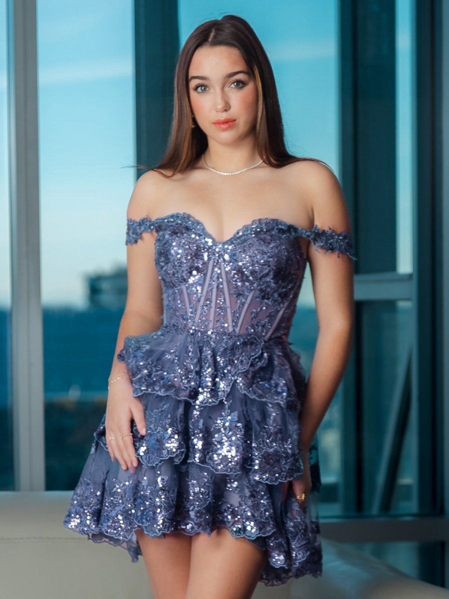 A-line Sweetheart Tie Short Homecoming Dresses