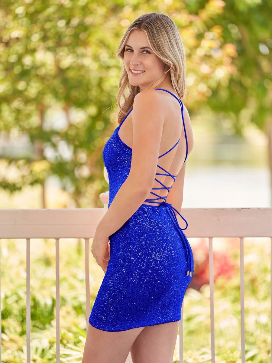Bodycon Short Scoop Neck Sequins Homecoming Dresses