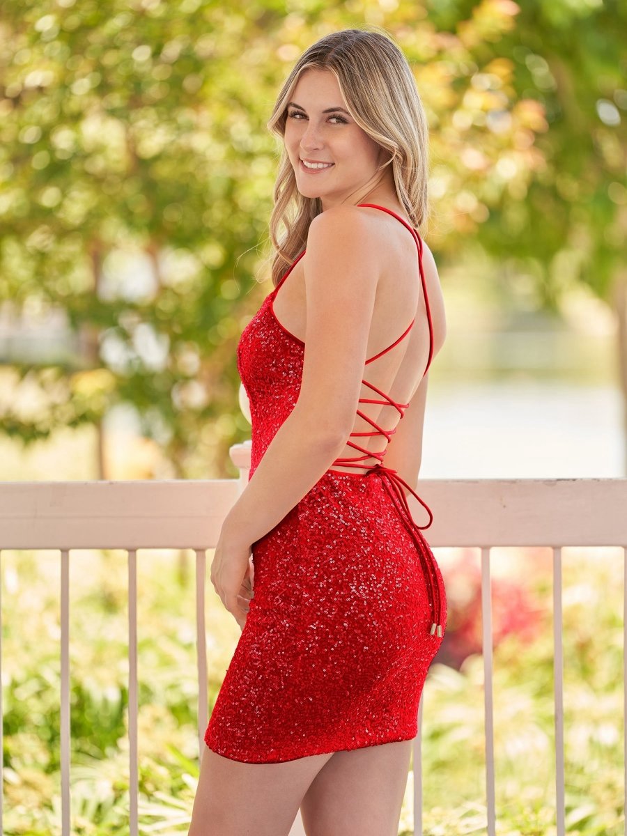 Bodycon Short Scoop Neck Sequins Homecoming Dresses