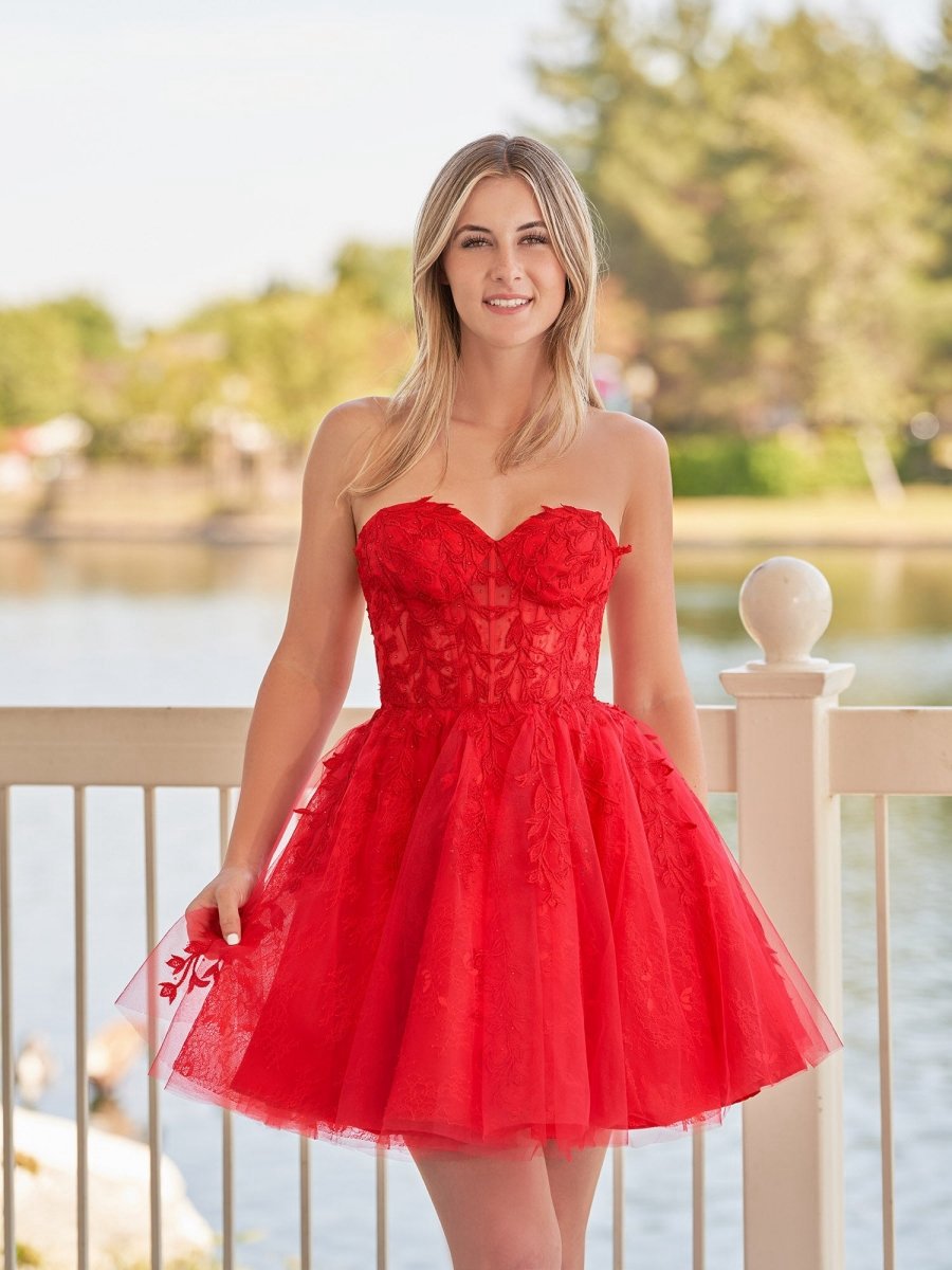 A-line Sweetheart Appliques Lace Homecoming Dresses with Corset Back